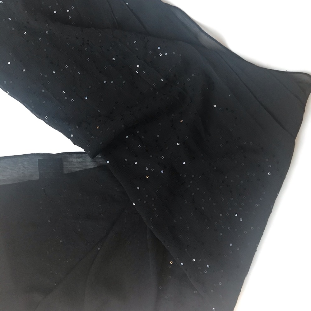 Black Lightweight Sequin Scarf or Head-Wrap